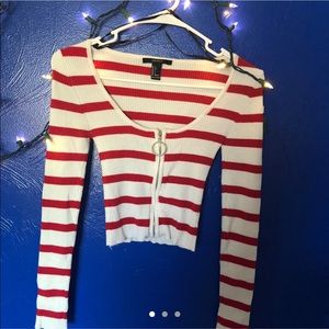 Red and white striped crop top